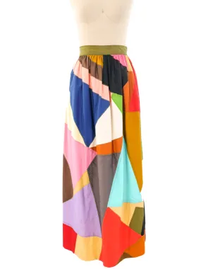 1970's Patchwork Satin Maxi Skirt