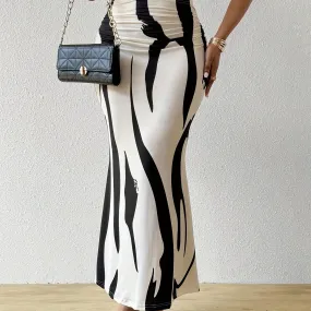 2024 Cross-Border European and American Zebra Print Slimming High-Waisted Fishtail Pencil Skirt, Best-Selling