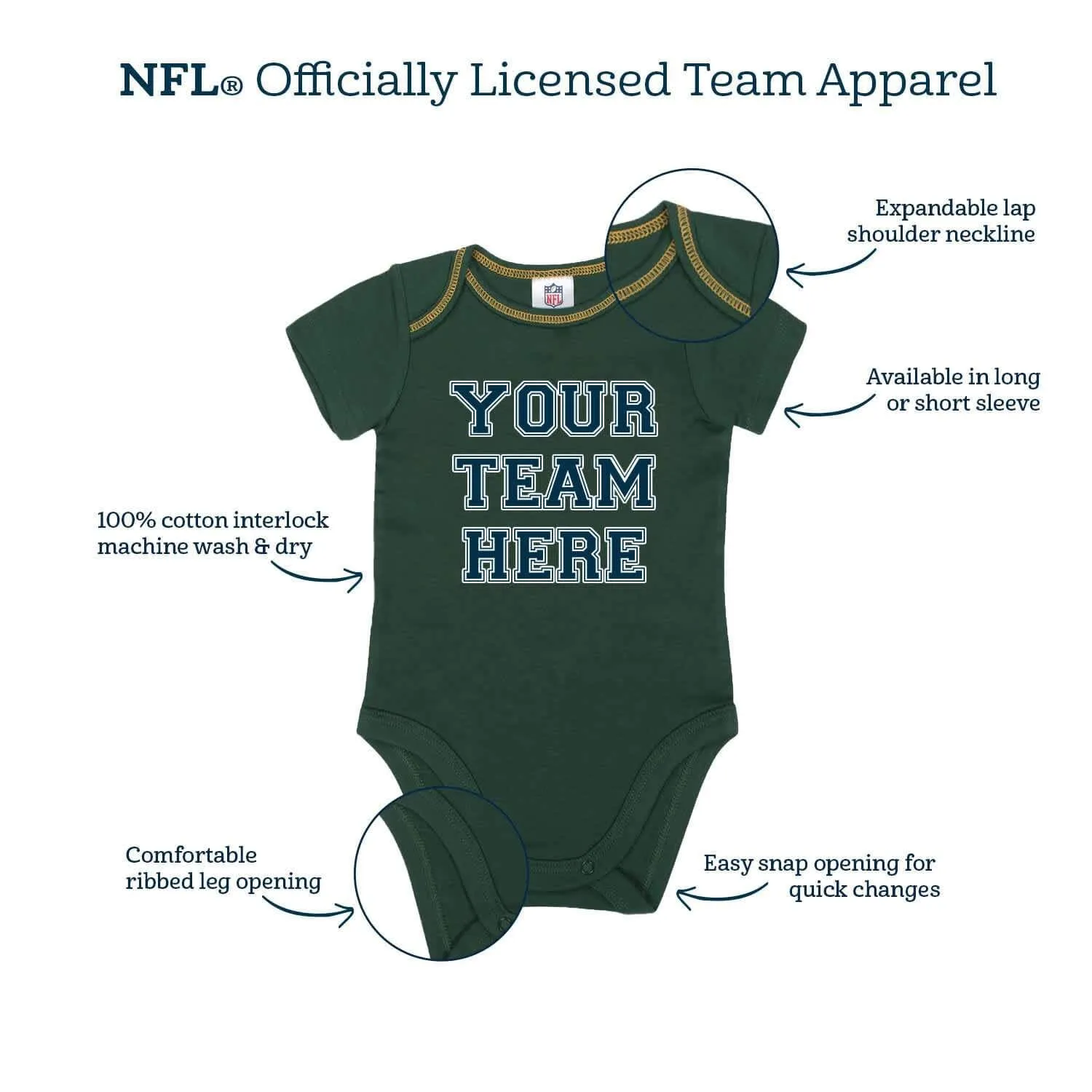 3-Piece Baby Boys Green Bay Packers Bodysuit, Footed Pant, and Cap Set