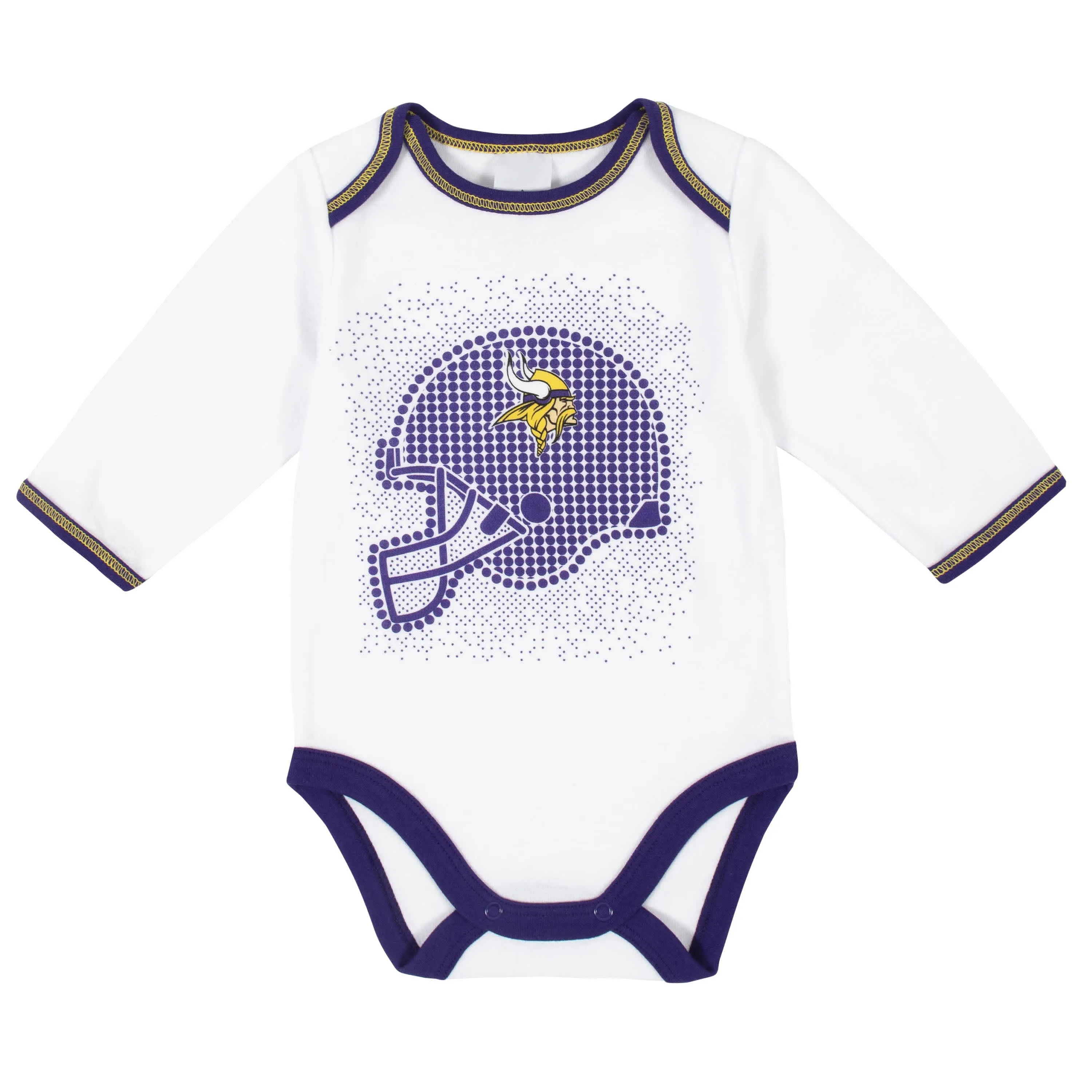 3-Piece Baby Boys Minnesota Vikings Bodysuit, Footed Pant, and Cap Set
