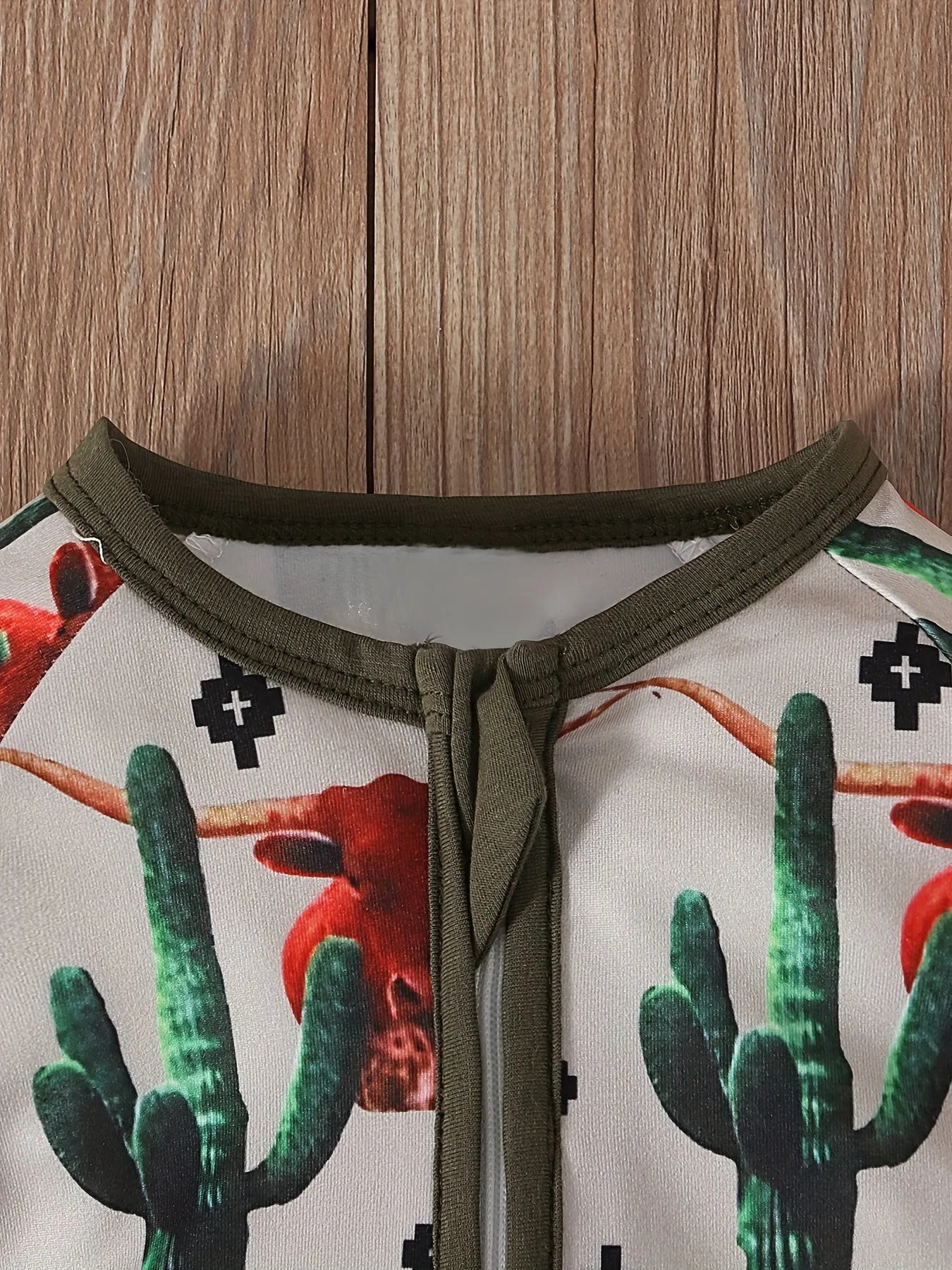 3D Bull Cactus Print Bodysuit Cute Baby Boy Outfit