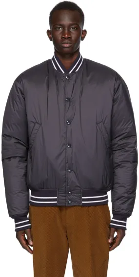 4SDESIGNS Navy Down Varsity Bomber Jacket