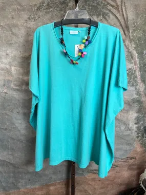 8715 Solid V-Elbow Tunic Tshirt-Azure