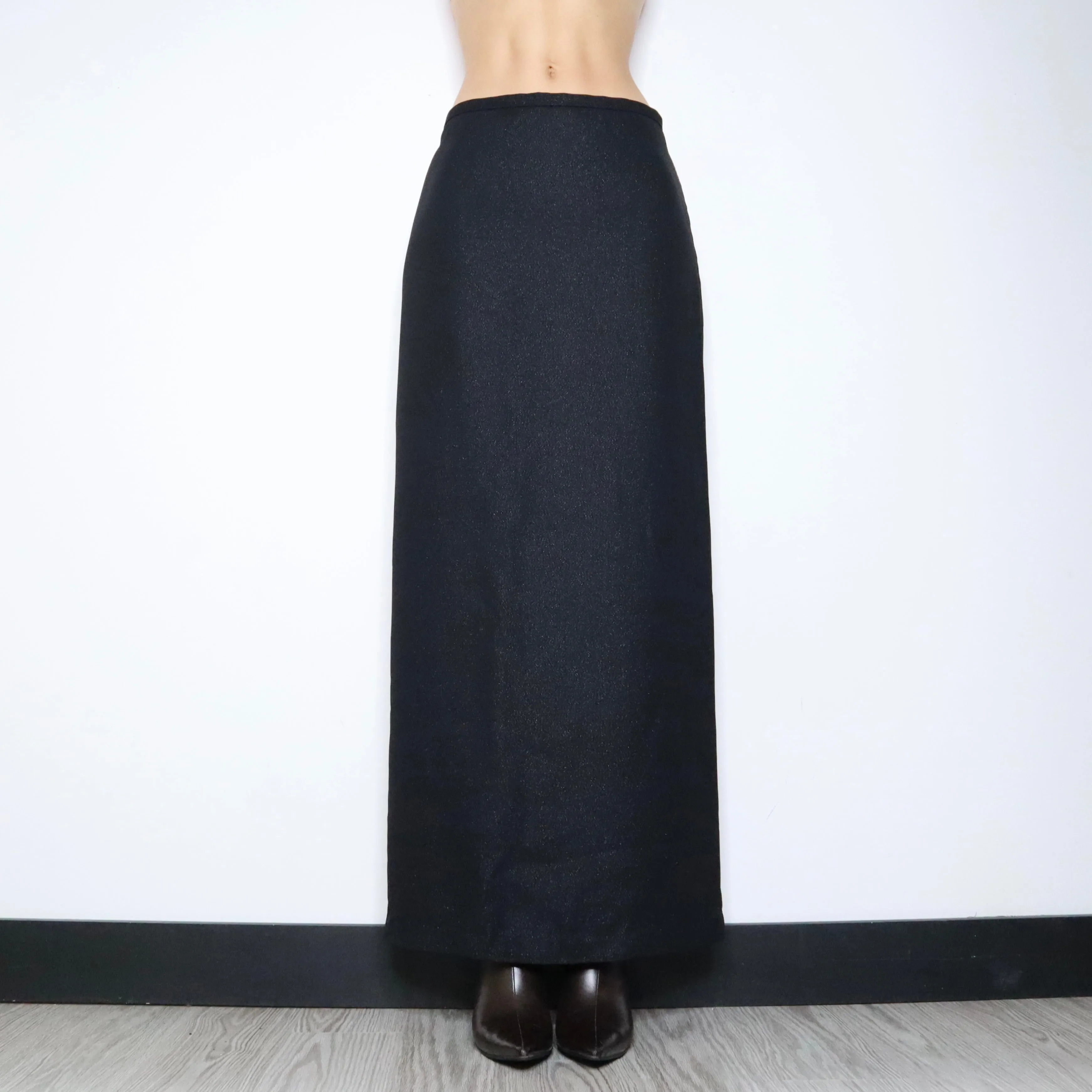 90s Black Shimmer Maxi Skirt (S/M)