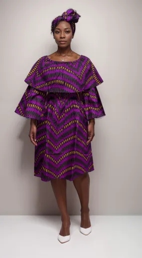 African Print Layered Ruffled Dress