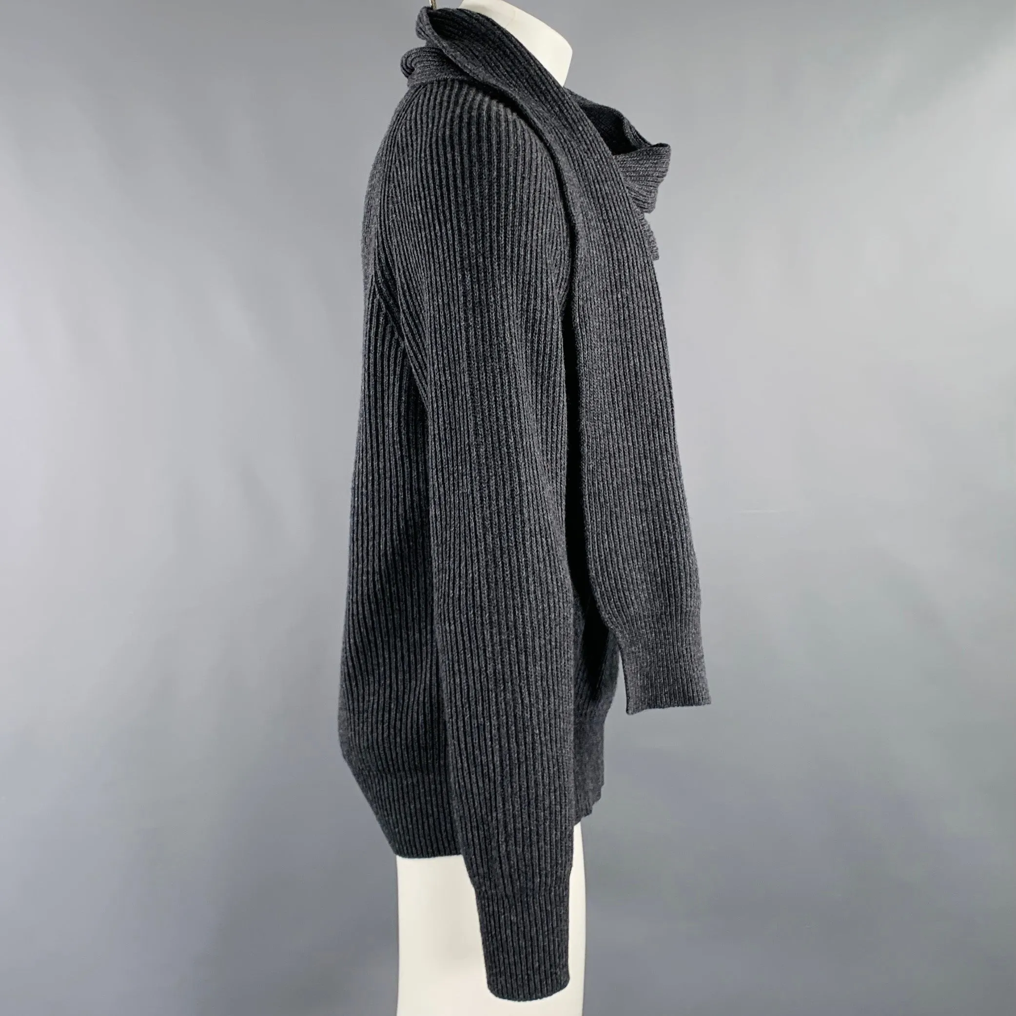 ALEXANDER MCQUEEN Size S Grey Knit Wool V-Neck Sweater
