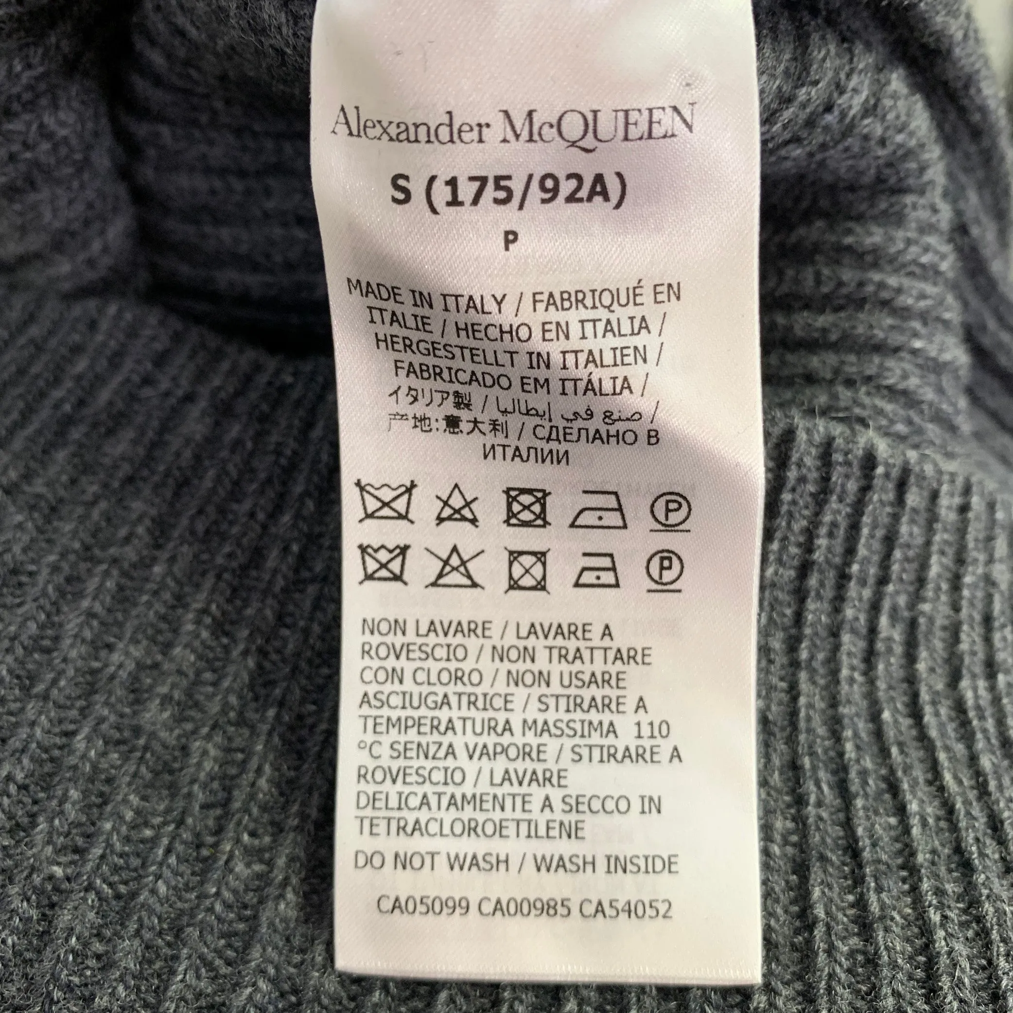 ALEXANDER MCQUEEN Size S Grey Knit Wool V-Neck Sweater