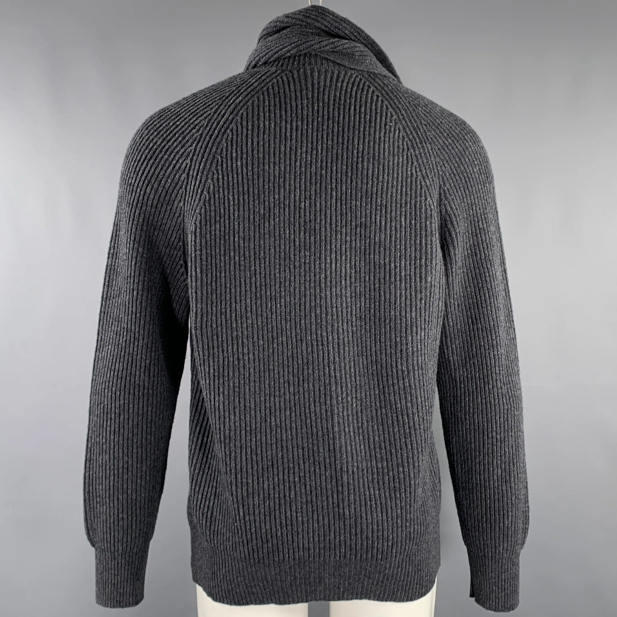 ALEXANDER MCQUEEN Size S Grey Knit Wool V-Neck Sweater
