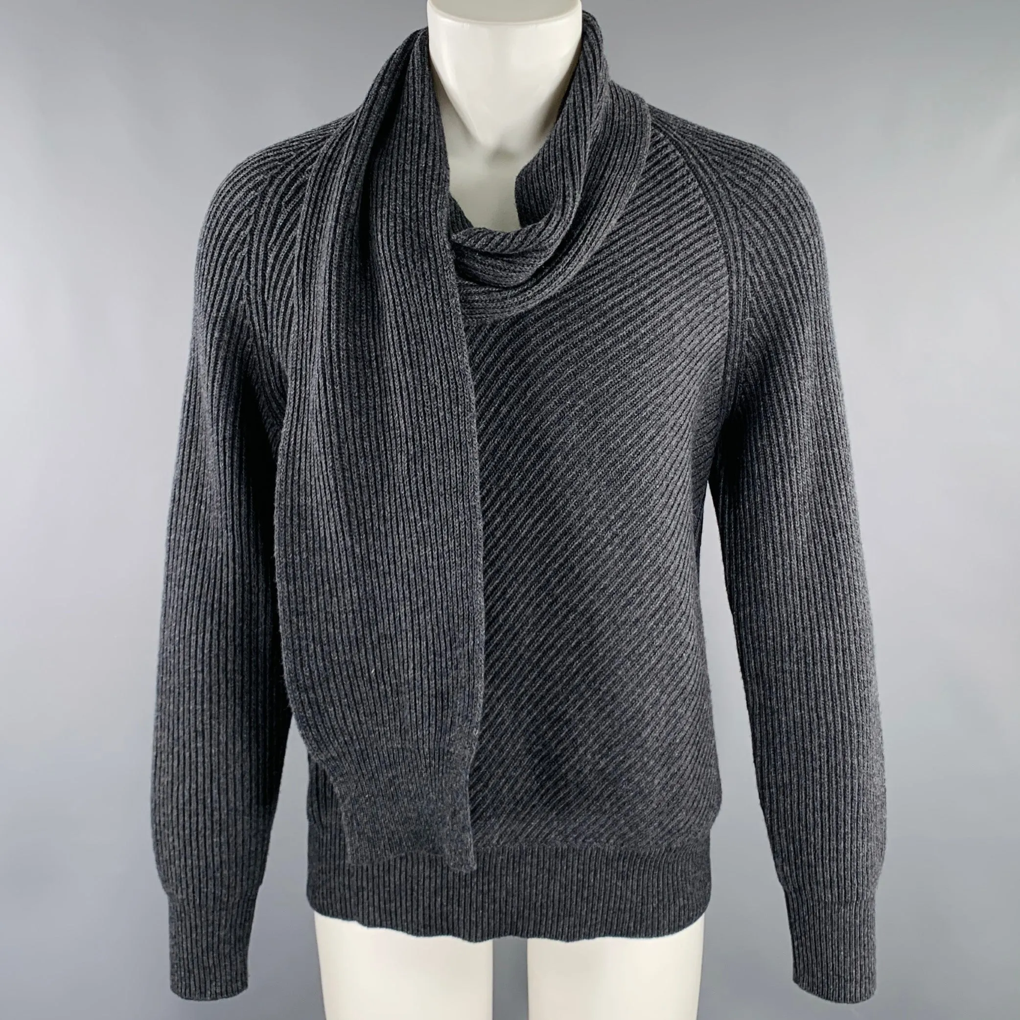 ALEXANDER MCQUEEN Size S Grey Knit Wool V-Neck Sweater