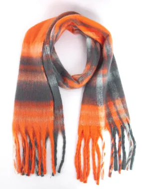 Amy Heavyweight Scarf - Orange, Traditional Check: One-size