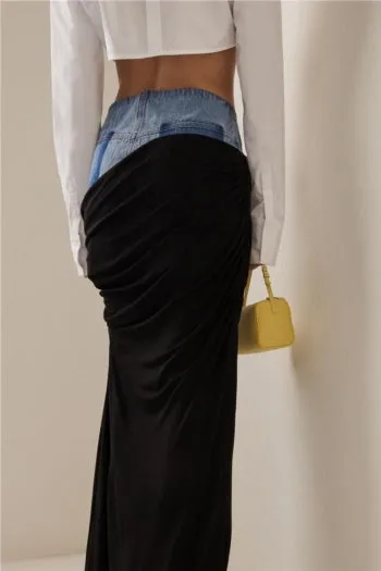 Angeline denim high-waist maxi skirt