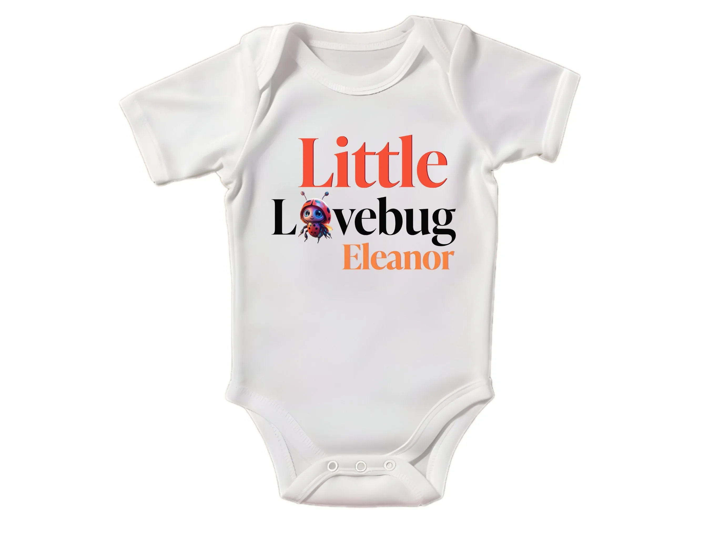 Baby Girls Custom Name Long Sleeve Bodysuit Gift in Little Lovebug