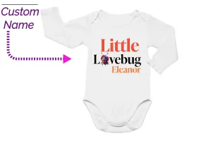 Baby Girls Custom Name Long Sleeve Bodysuit Gift in Little Lovebug