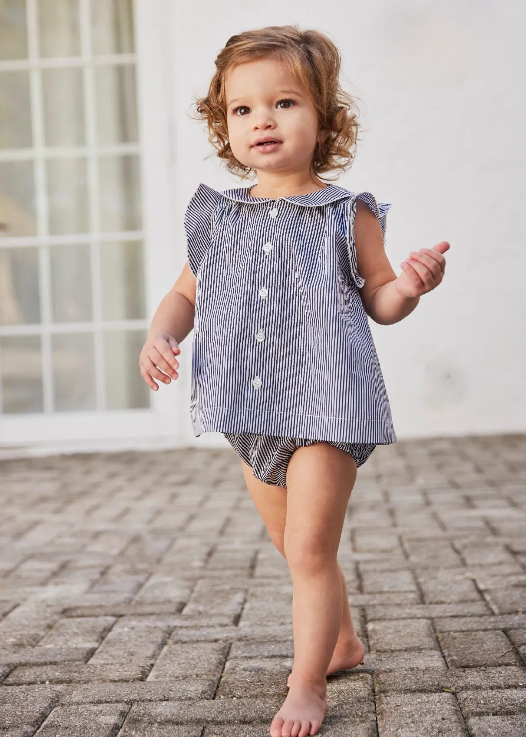 Baby Striped Ruffle Tunic & Bloomer Set