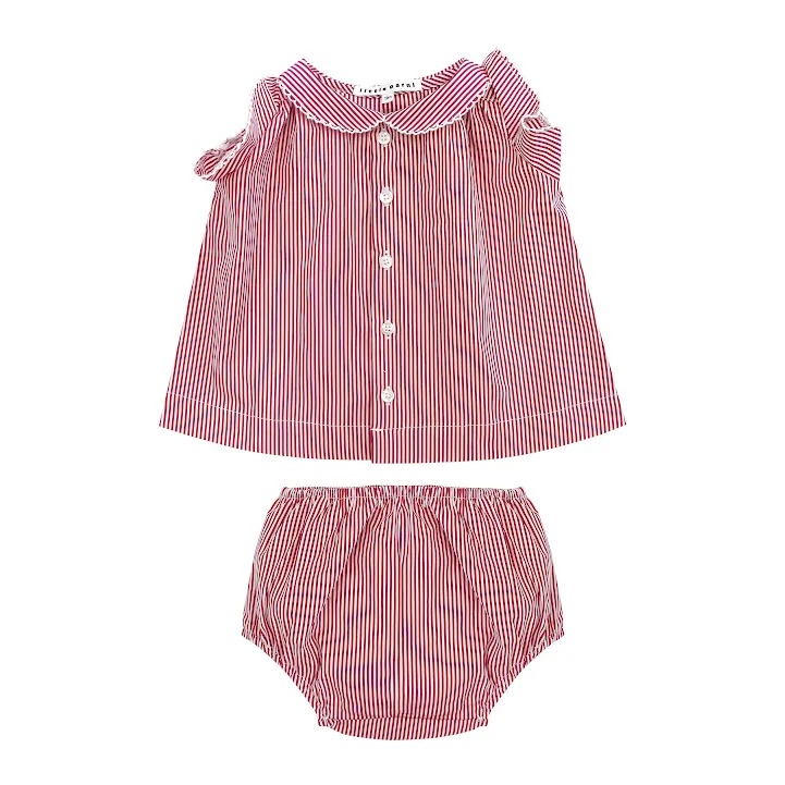 Baby Striped Ruffle Tunic & Bloomer Set