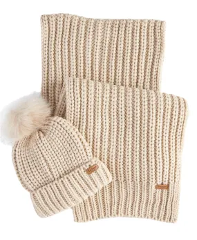 Barbour Saltburn Beanie and Scarf Set Pearl