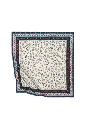 Black Wildflower Pattern Silky Square Scarf