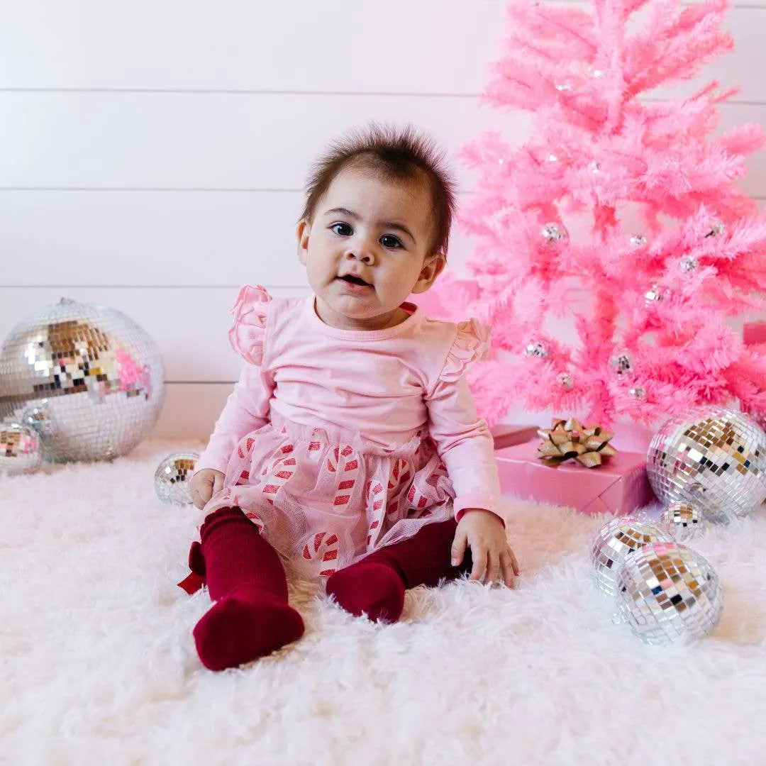 Candy Cane Christmas Long Sleeve Tutu Bodysuit