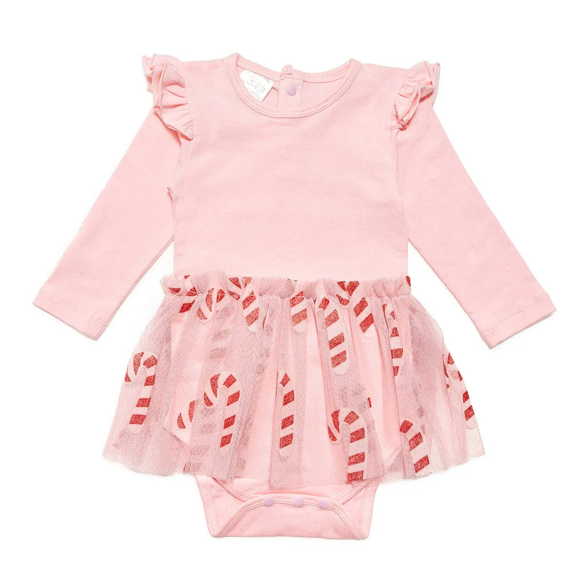 Candy Cane Christmas Long Sleeve Tutu Bodysuit