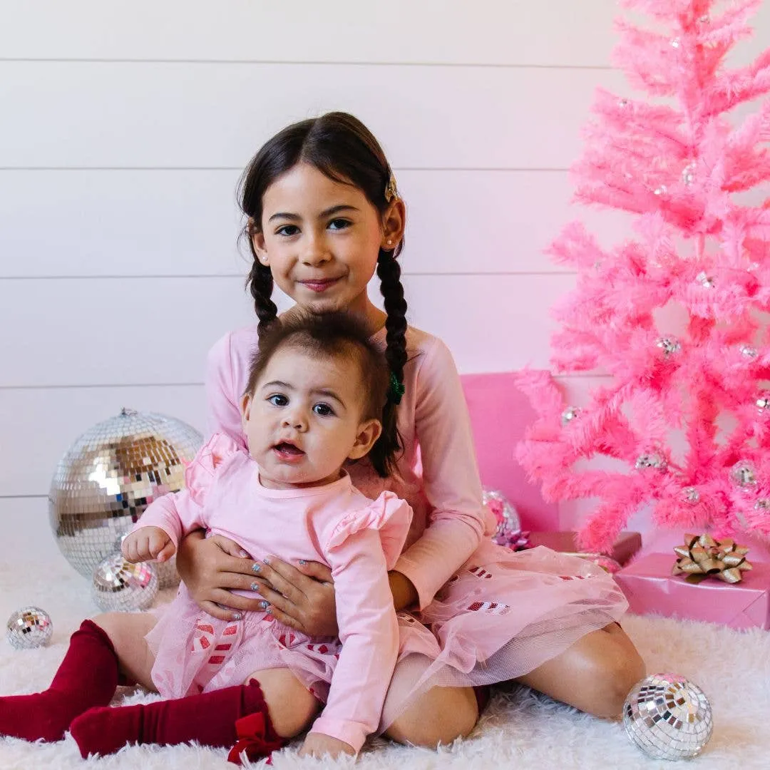 Candy Cane Christmas Long Sleeve Tutu Bodysuit