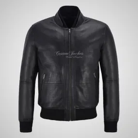 CLARINGTON Perforated Leather Bomber Jacket Soft Leather
