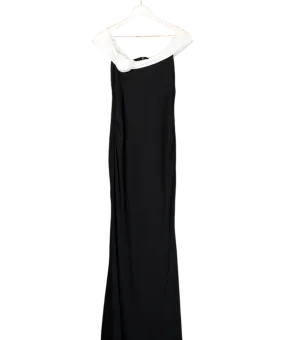 Club L Black In Bloom Bardot Maxi Dress With Flower UK 10