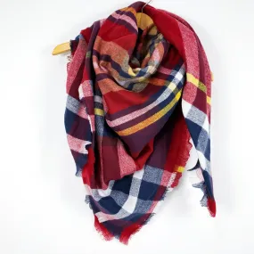 Cozy at Heart Plaid Blanket Scarf (Red)