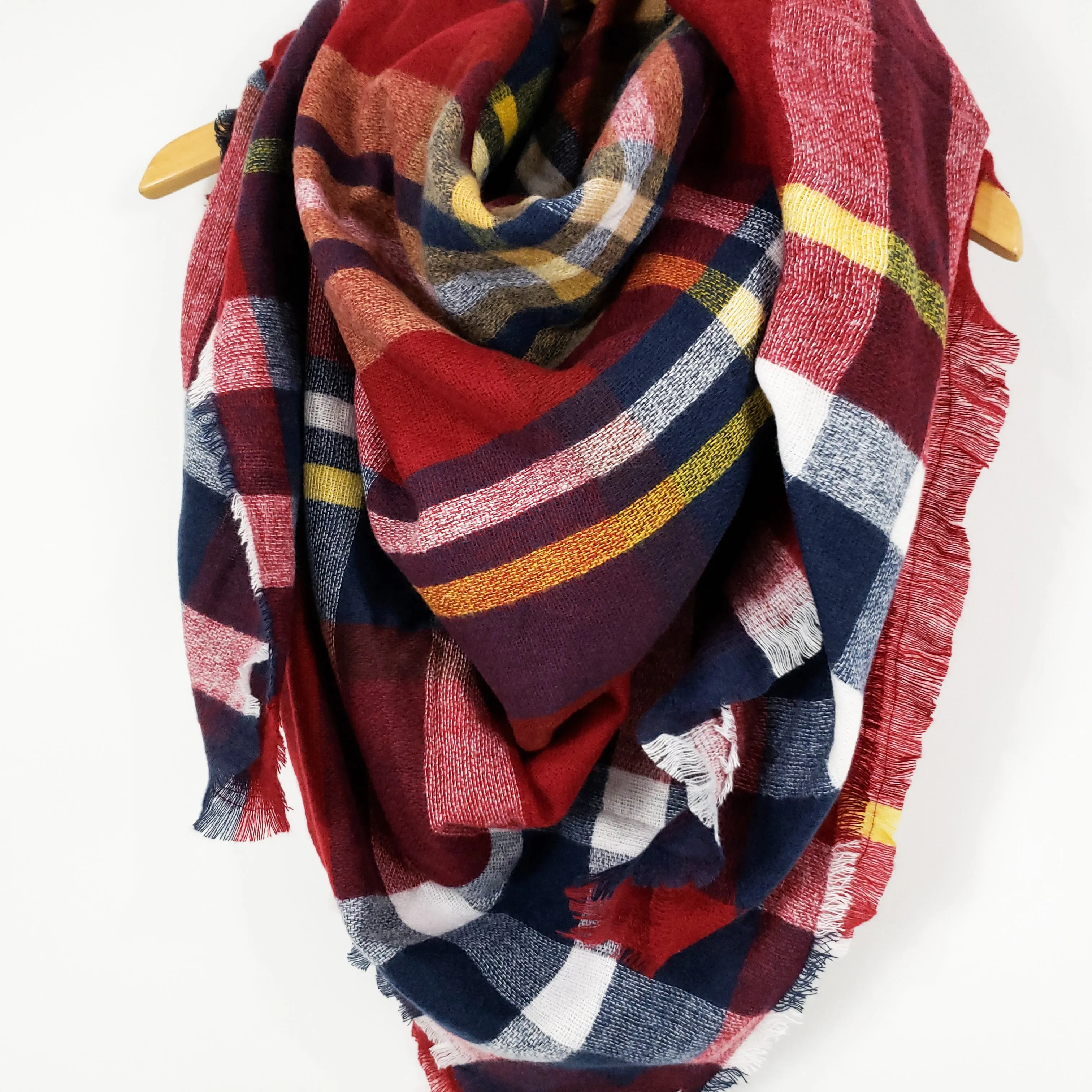 Cozy at Heart Plaid Blanket Scarf (Red)