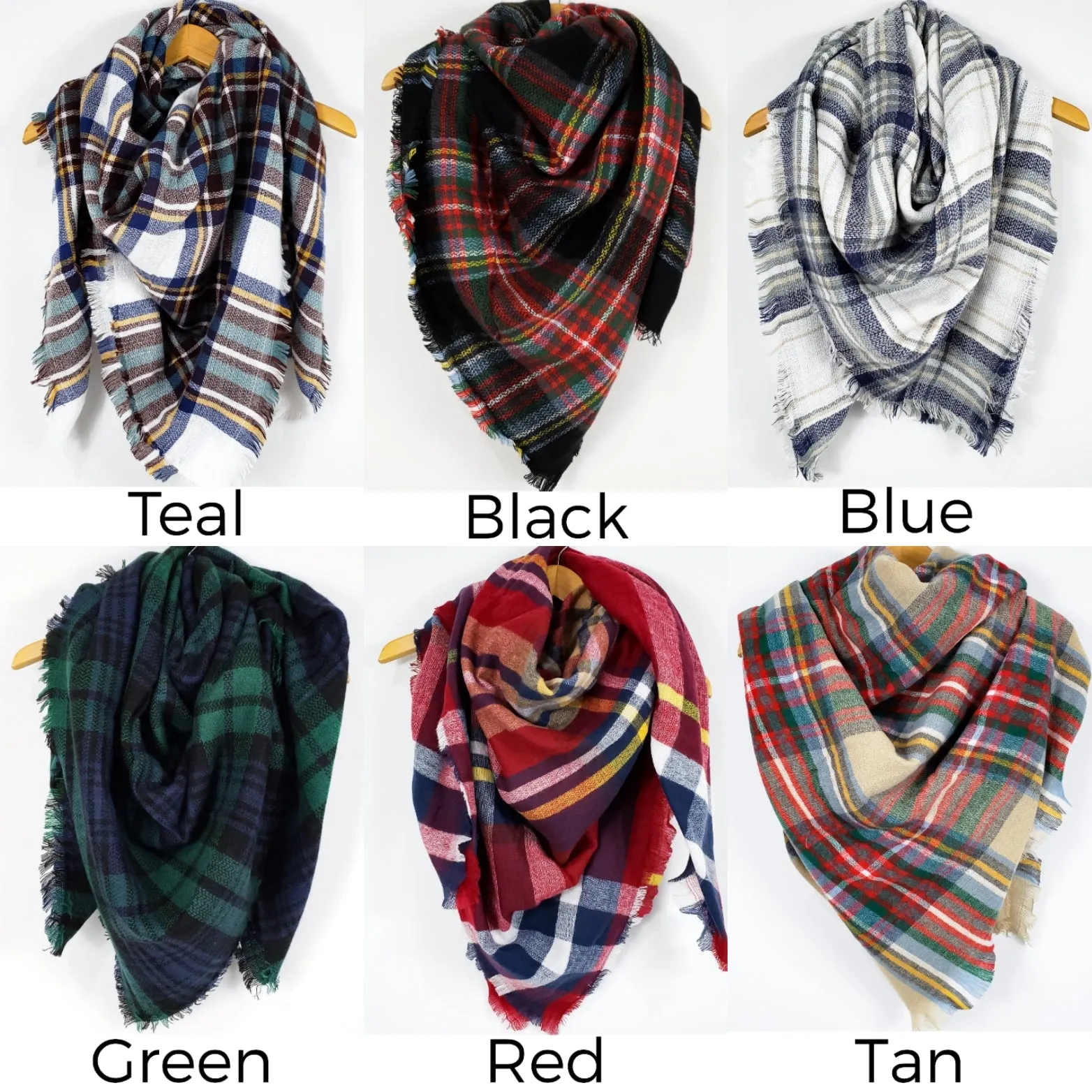 Cozy at Heart Plaid Blanket Scarf (Red)
