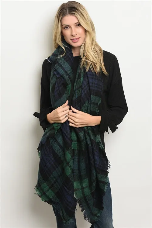 Cozy at Heart Plaid Blanket Scarf (Red)