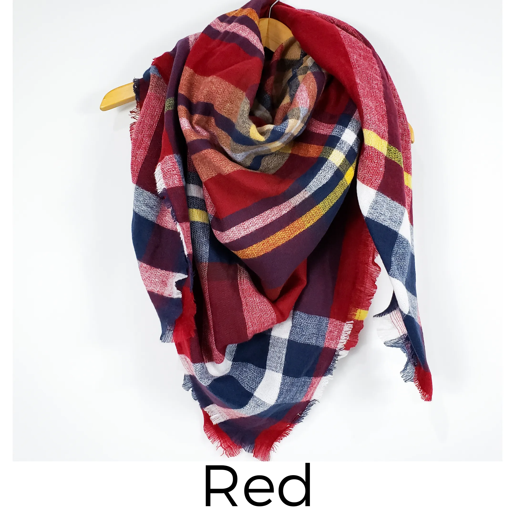 Cozy at Heart Plaid Blanket Scarf (Red)