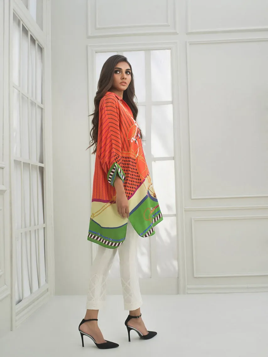 Crepe Tunic With Raw Silk Trousers
