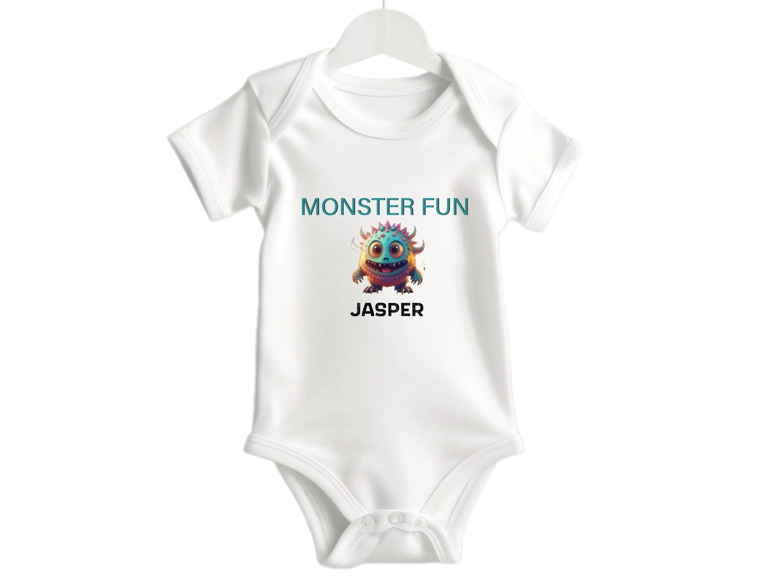 Custom Baby Bodysuit Boy Name 1st Birthday Gift, Monster Fun Little Kids