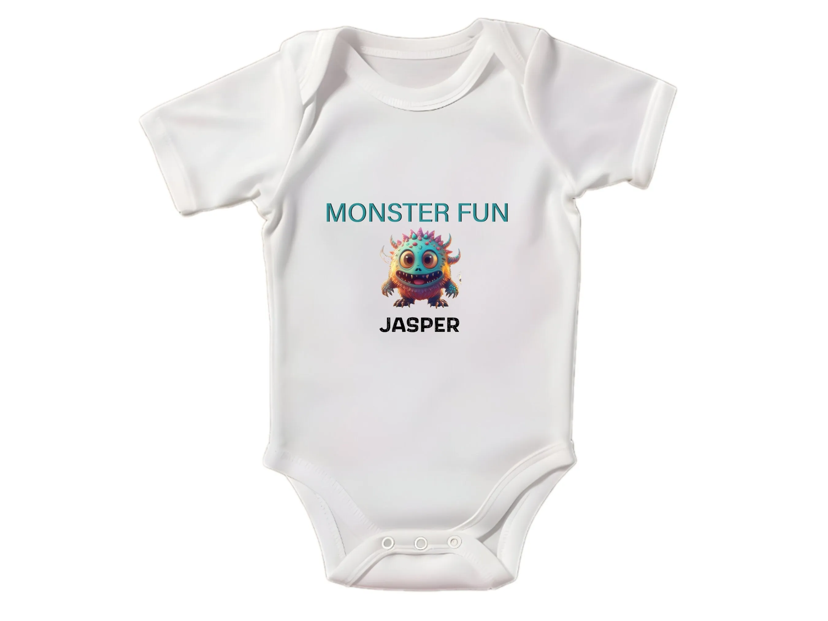 Custom Baby Bodysuit Boy Name 1st Birthday Gift, Monster Fun Little Kids