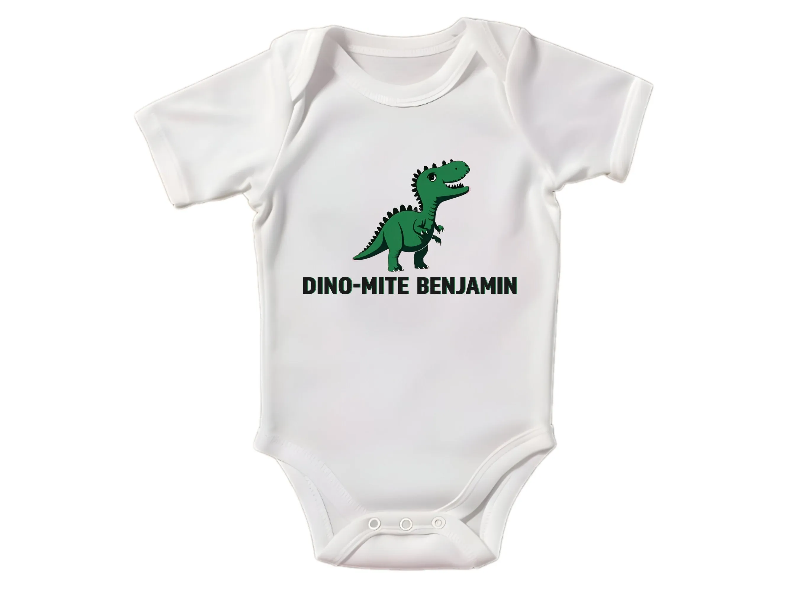 Custom Baby Name Long sleeve Cotton Bodysuit for Baby Boys, Dino-Mite Design