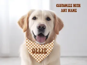 Custom Checkered Dog Bandana Personalize With Pets Name Tie On Dog Scarf