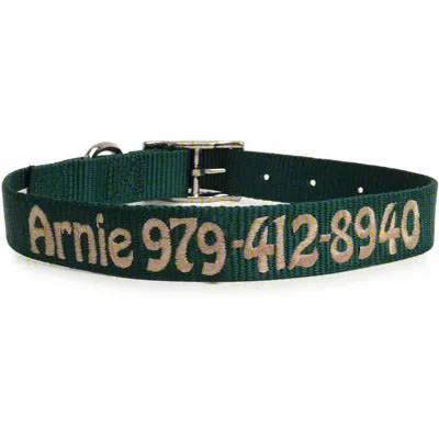 Custom Embroidered Dog Collar- personalized nylon collar- USA made