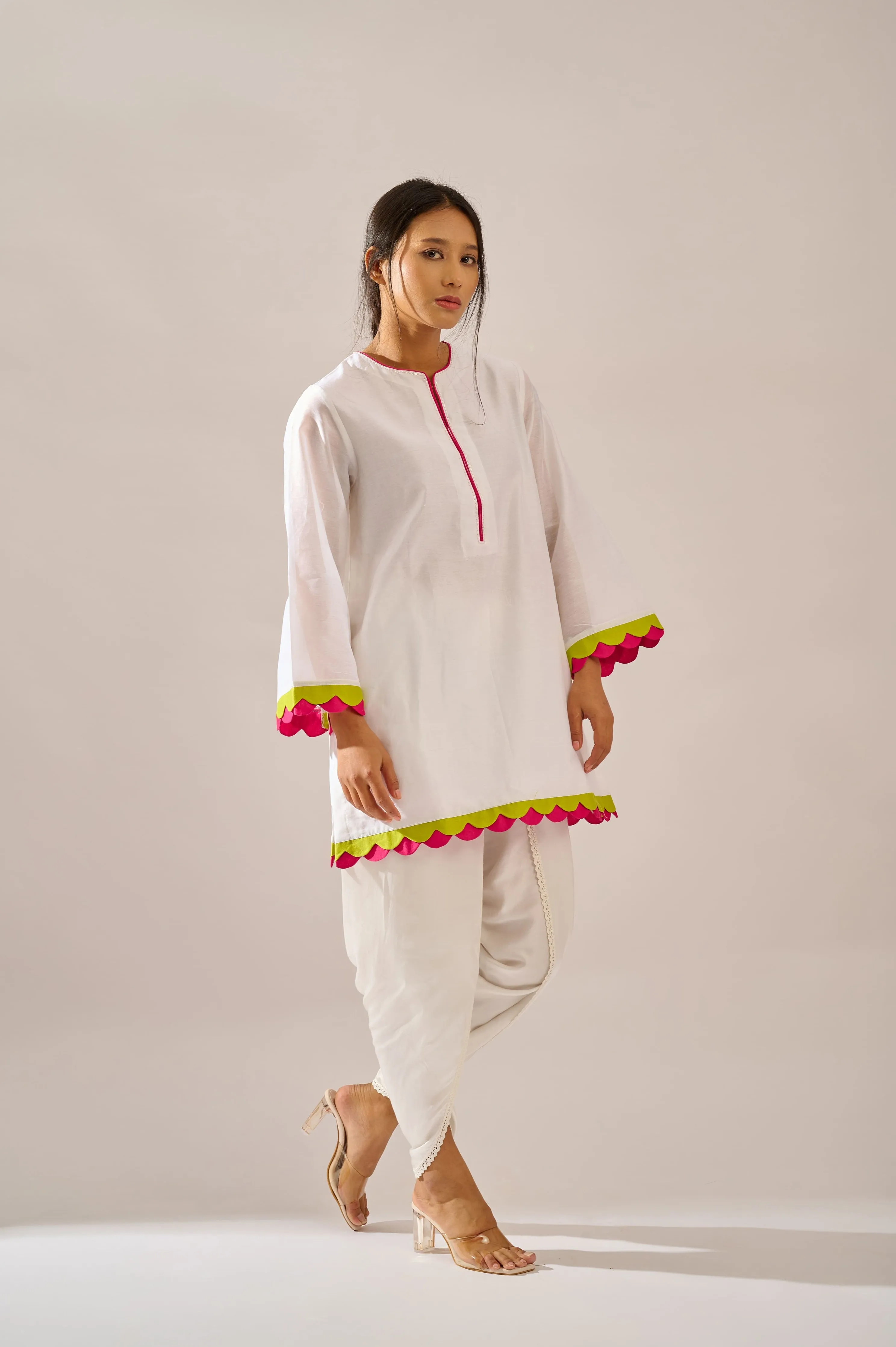 Dandelion Tunic in white chanderi
