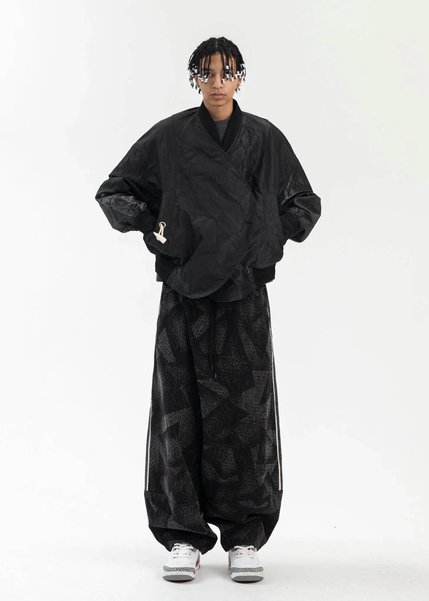 EUPHORIC BLACK SANDFORD DOUBLE BREASTED BOMBER JACKET