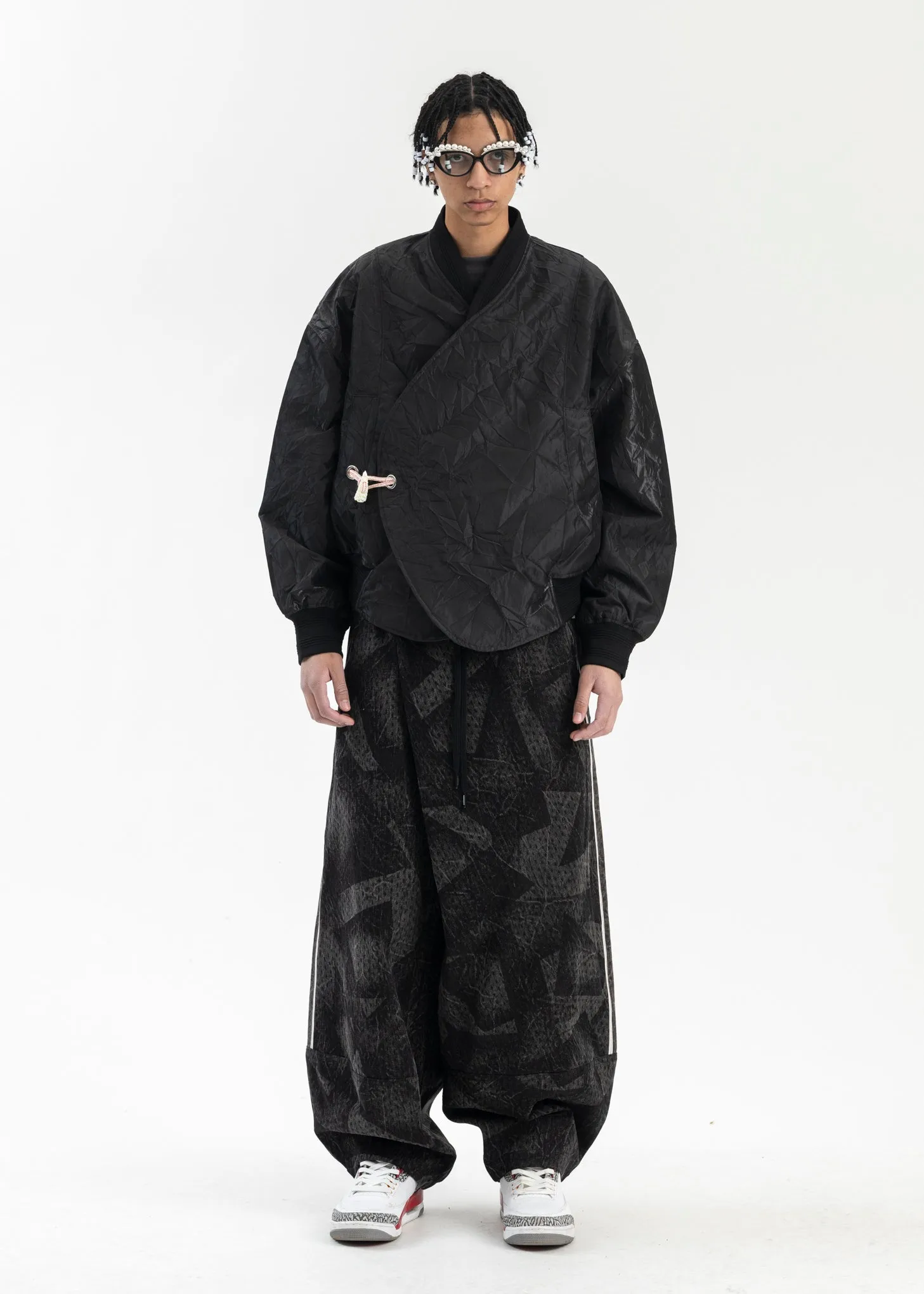 EUPHORIC BLACK SANDFORD DOUBLE BREASTED BOMBER JACKET