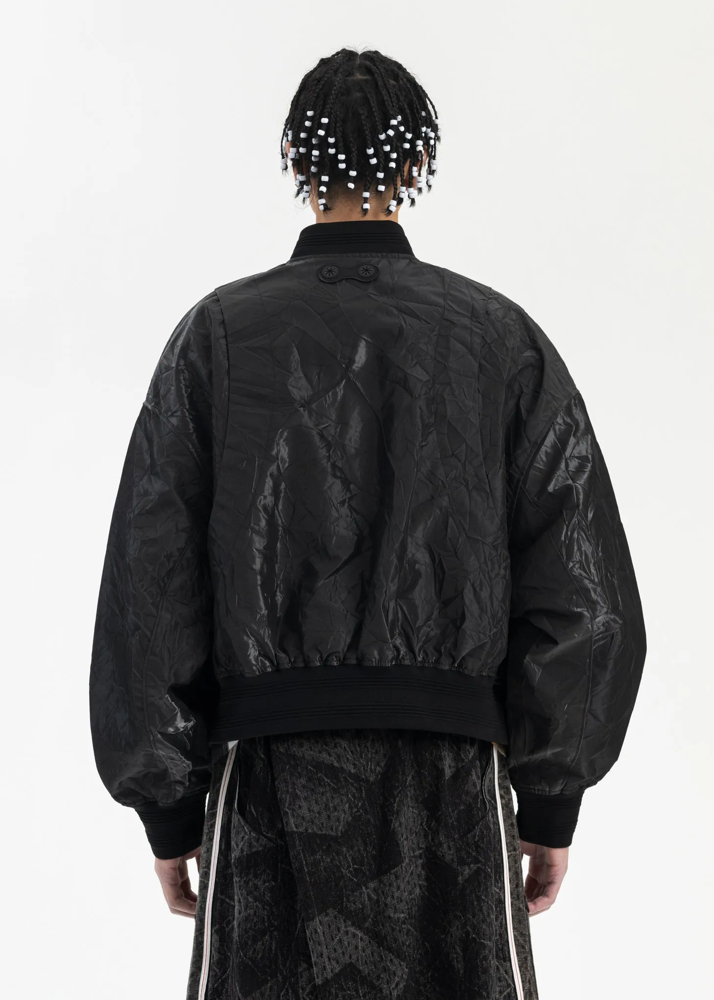 EUPHORIC BLACK SANDFORD DOUBLE BREASTED BOMBER JACKET