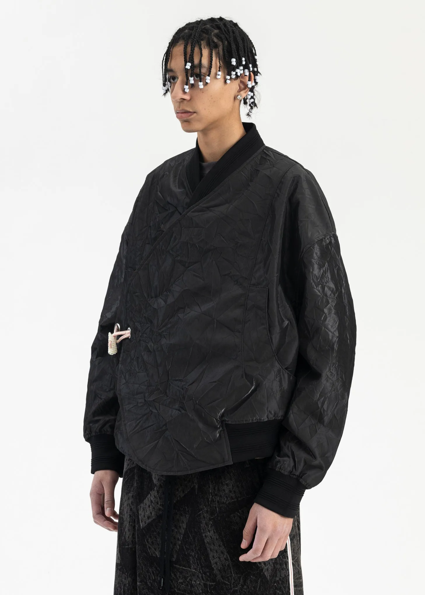 EUPHORIC BLACK SANDFORD DOUBLE BREASTED BOMBER JACKET