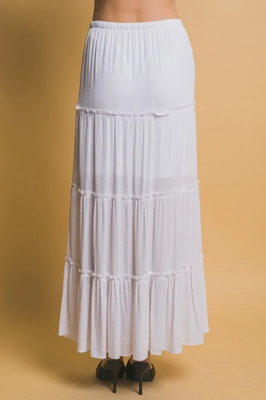 Evelyn Tiered Detail Drawstring Maxi Skirt