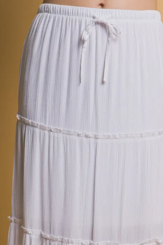 Evelyn Tiered Detail Drawstring Maxi Skirt