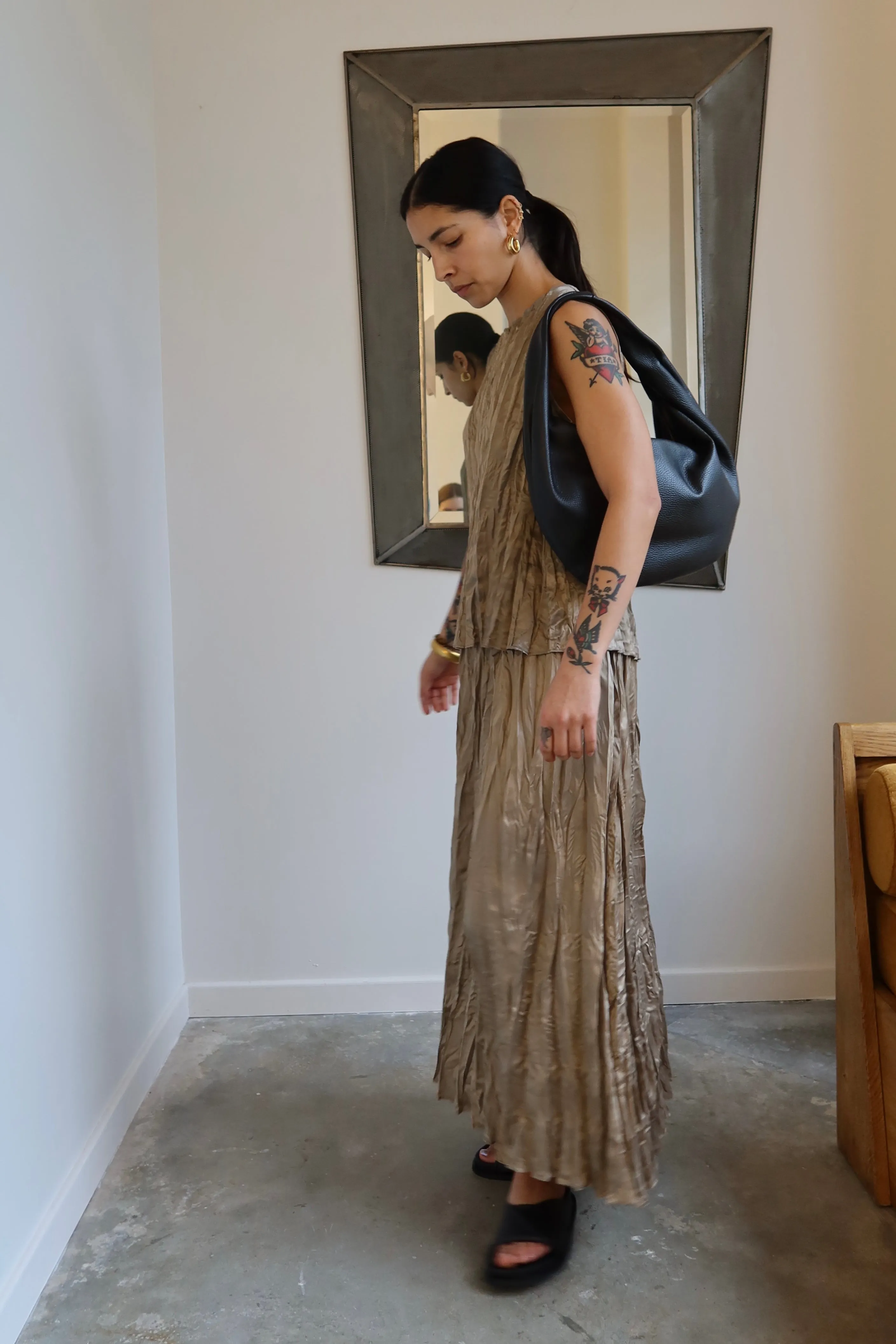 Fawn Midi Pleated Crinkle Skirt