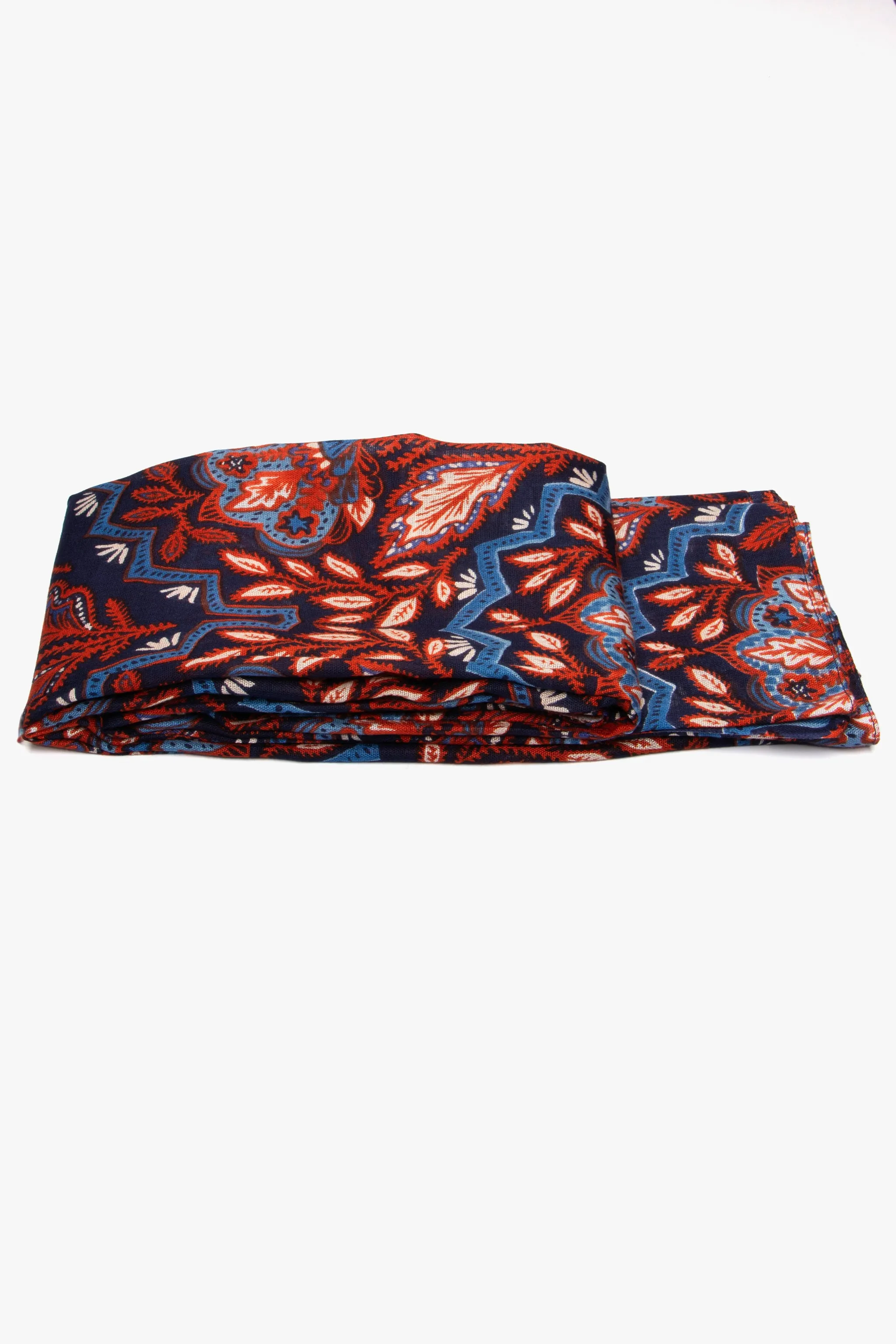 Fern Lightweight Scarf - Blue/Coral, Floral Mosaic