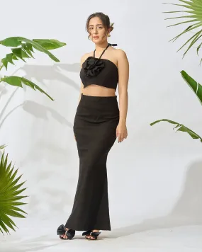 Floral Patch Tube Top and Slit Maxi Skirt Co-ord Set