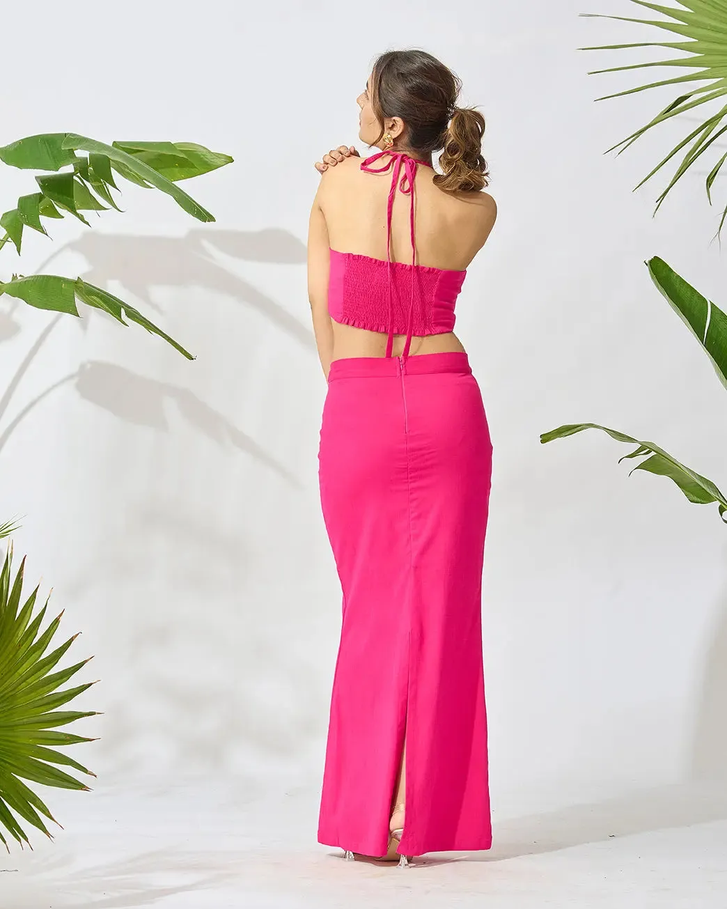 Floral Patch Tube Top and Slit Maxi Skirt Co-ord Set