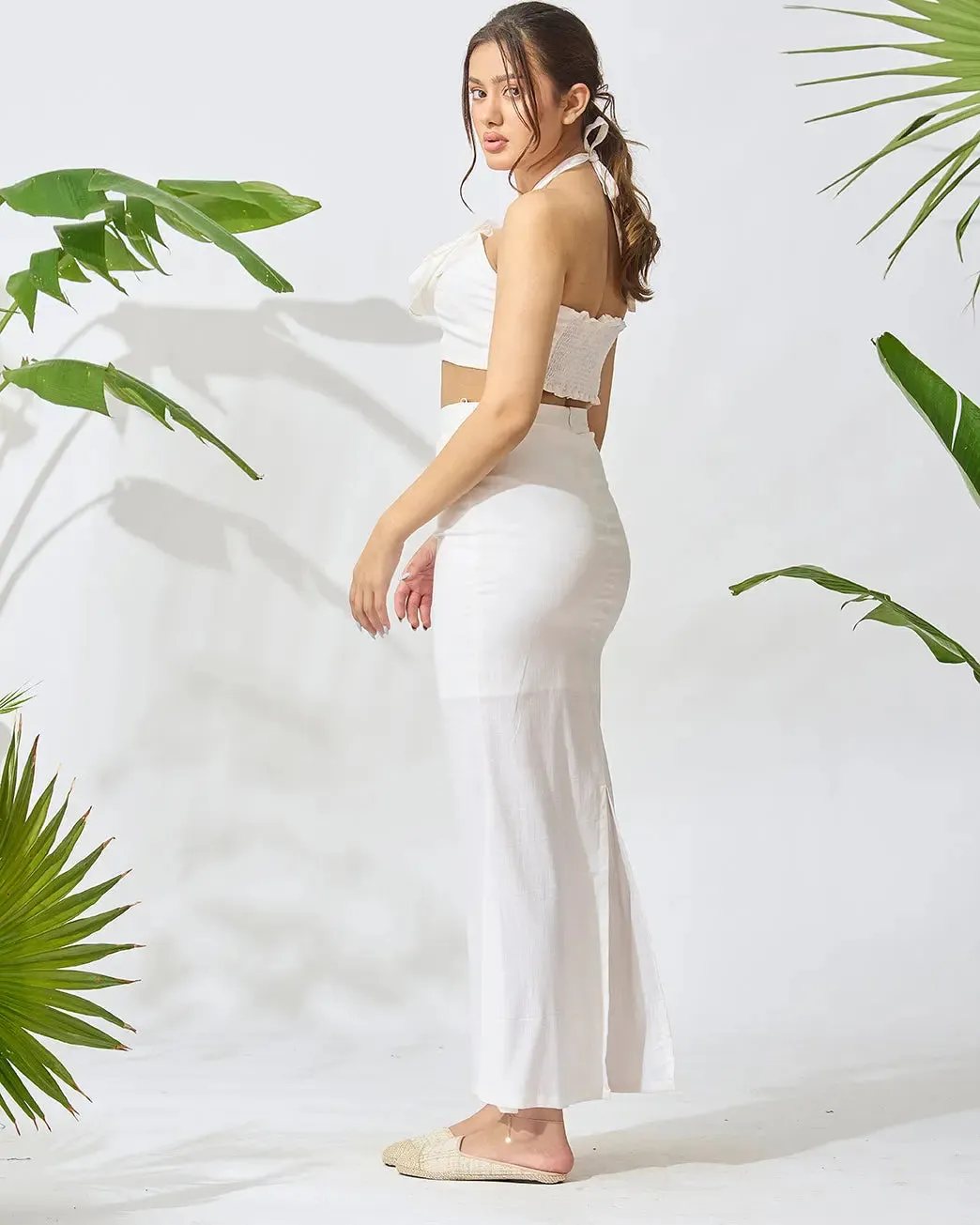 Floral Patch Tube Top and Slit Maxi Skirt Co-ord Set