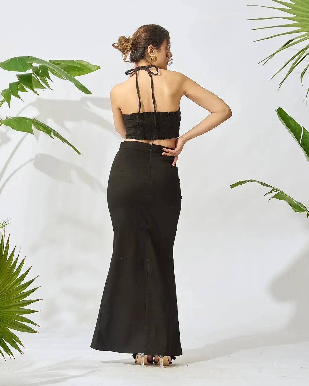 Floral Patch Tube Top and Slit Maxi Skirt Co-ord Set